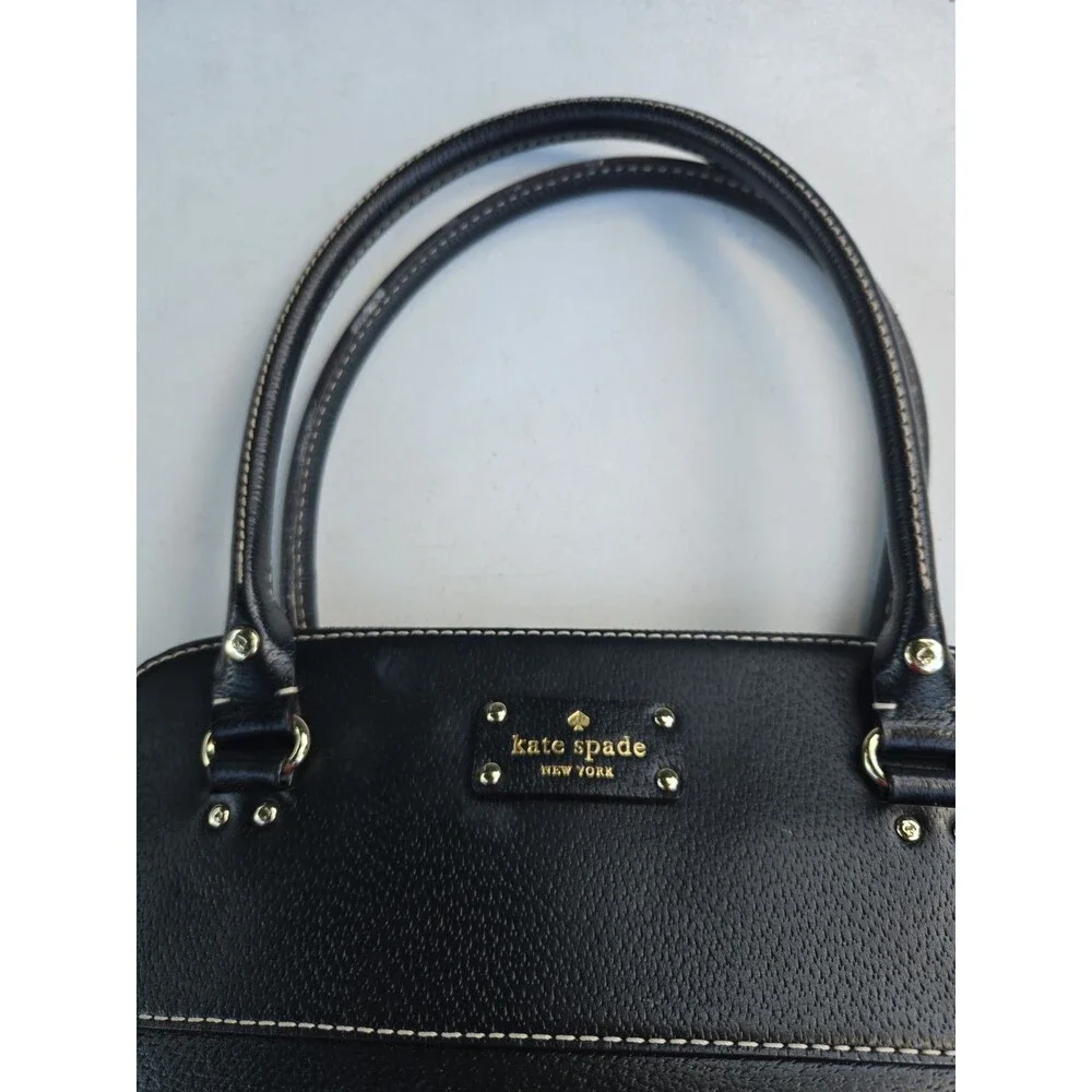 Kate Spade Black Leather Tote With Zip Front Pocket